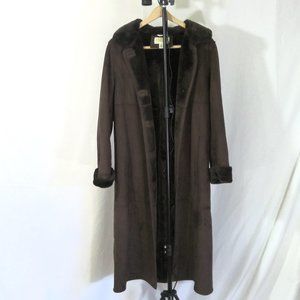 Talbots Long Brown Faux Fur Coat